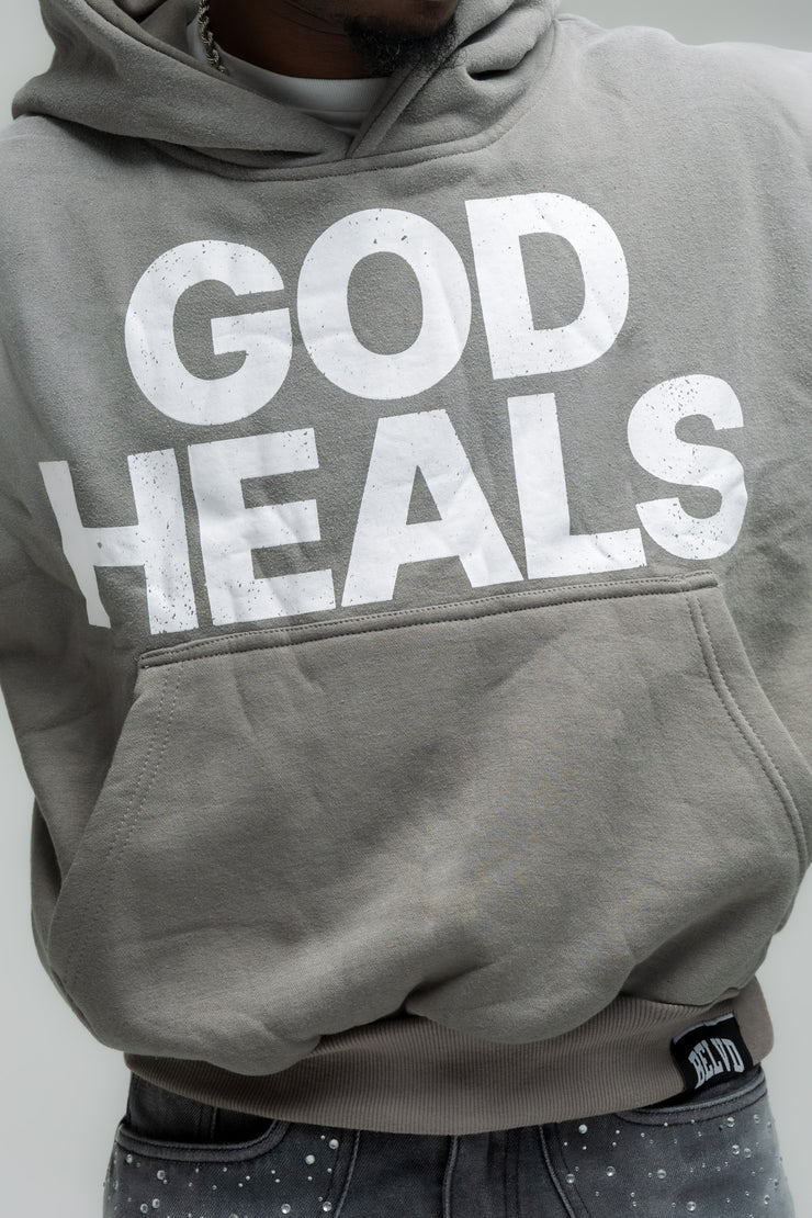 God Heals Hoodie - Gray