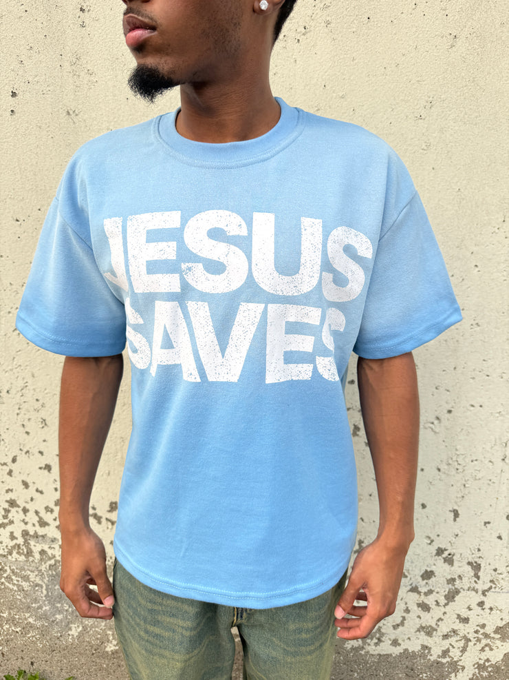 Jesus Saves Tee - Blue